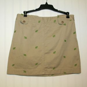J Crew Chino Khaki Mini skirt Turtles